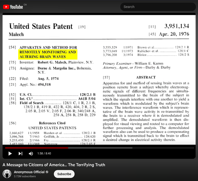 Altering Brain Waves - Government Mind Control Patent